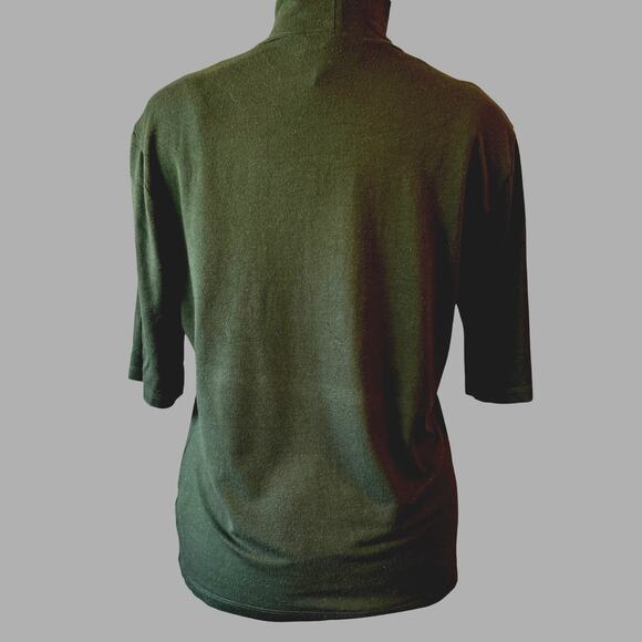 Ralph Lauren Soft Olive Green Mock Neck Elbow Sleeve Knit Top XL - Picture 2 of 3